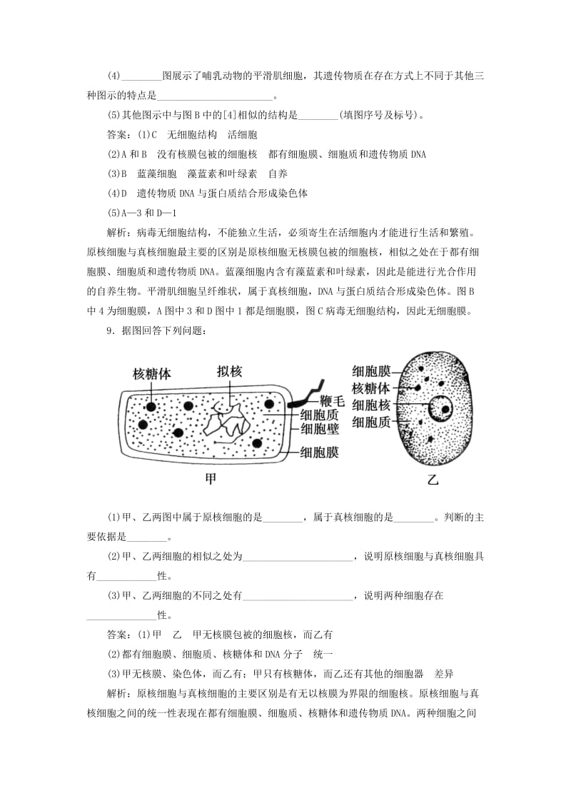 2019-2020年高中生物 1-2 细胞的多样性和统一性能力拓展 新人教版必修1.doc_第3页