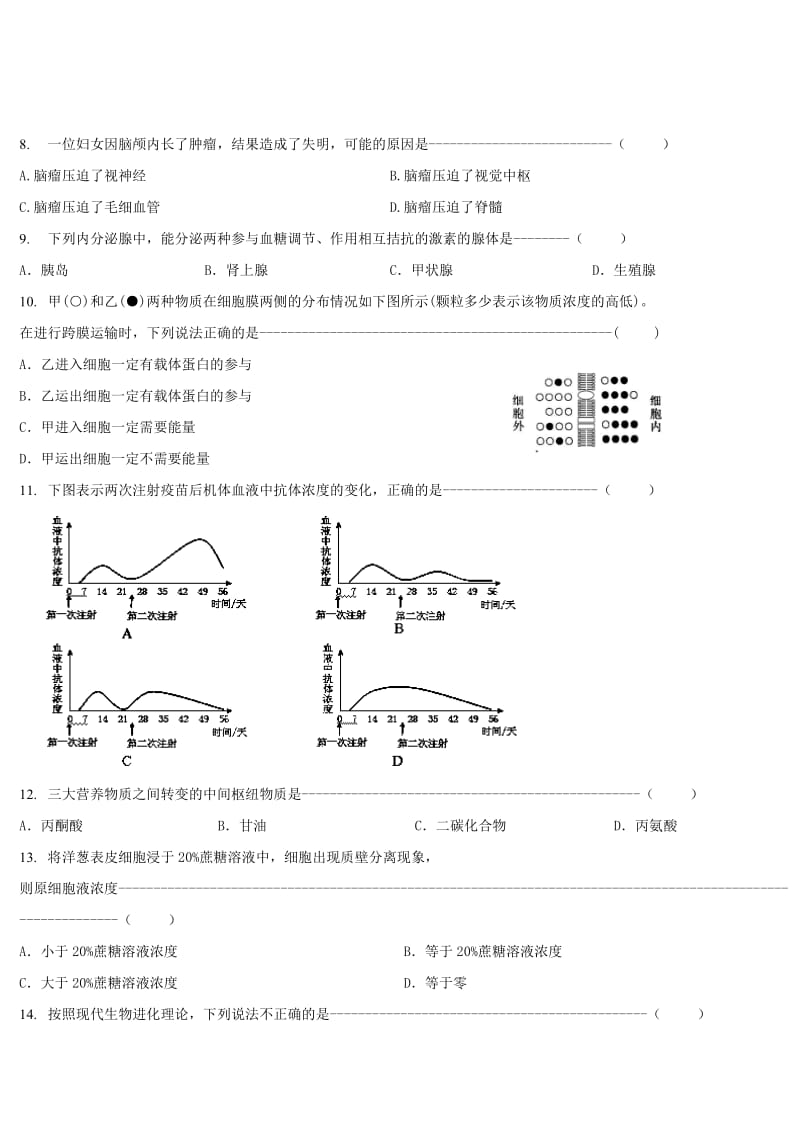 2019-2020年高二生命科学下学期期末考试试题.doc_第2页