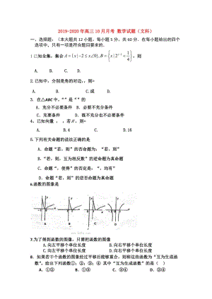 2019-2020年高三10月月考 數(shù)學(xué)試題（文科）.doc