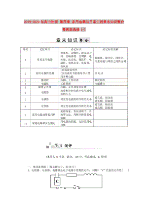 2019-2020年高中物理 第四章 家用電器與日常生活章末知識整合 粵教版選修1-1.doc