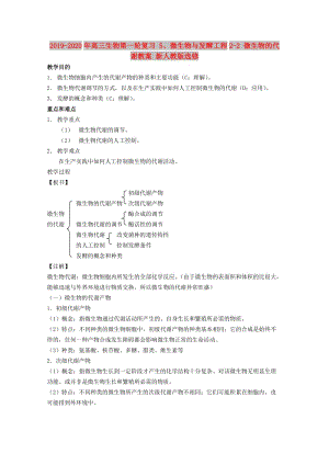 2019-2020年高三生物第一輪復(fù)習(xí) 5、微生物與發(fā)酵工程2-2 微生物的代謝教案 新人教版選修.doc