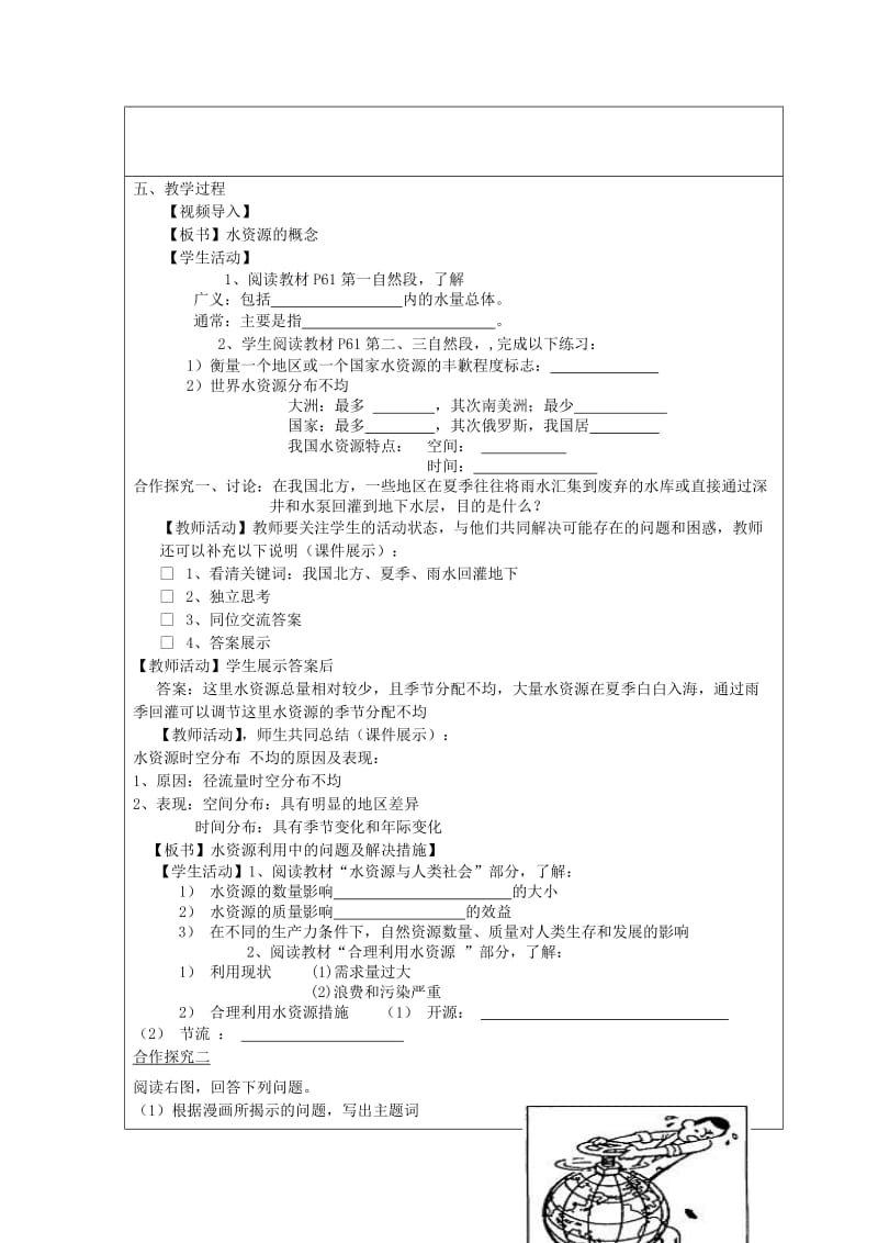 2019-2020年高中地理 第三章 地球上的水 3.3 水资源的合理利用教案 新人教版必修1.doc_第2页