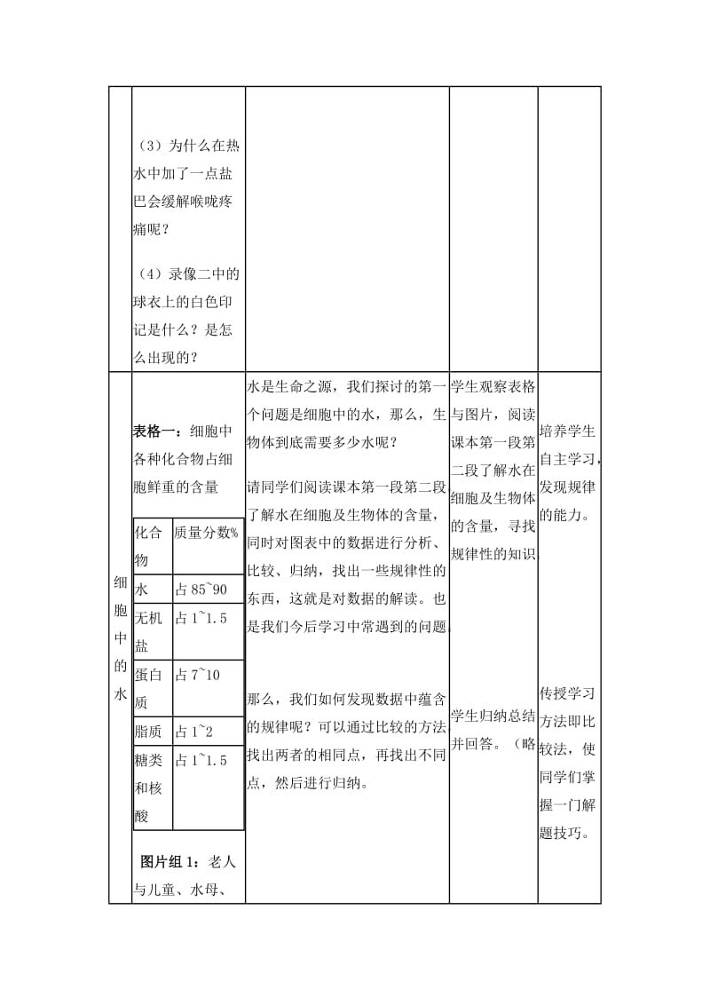 2019-2020年高中生物 细胞中的无机物教学设计 人教版必修1.doc_第3页