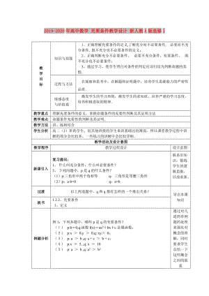 2019-2020年高中數(shù)學(xué) 充要條件教學(xué)設(shè)計(jì) 新人教A版選修1.doc