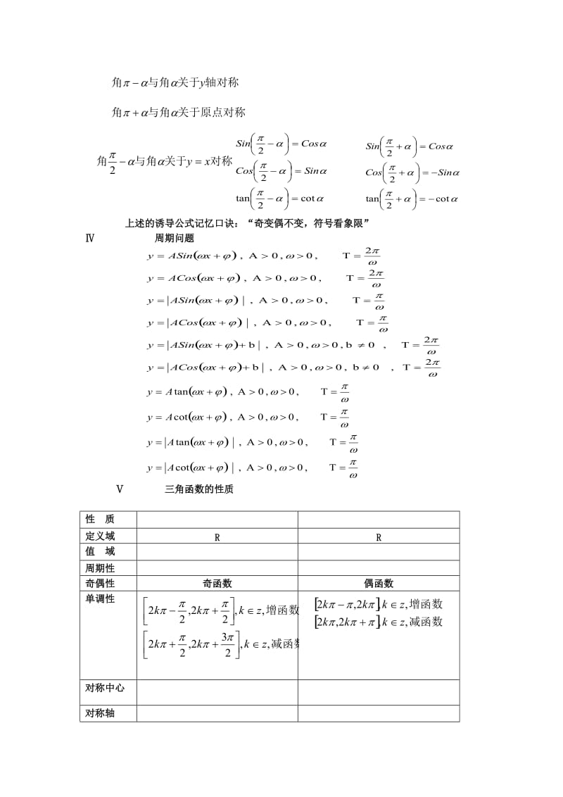 2019-2020年高中数学 公式总结教案 新人教A版必修4.doc_第3页