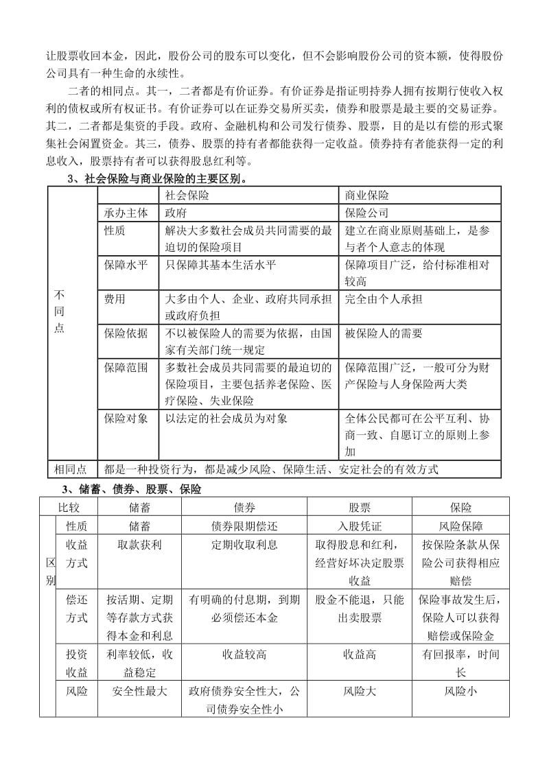 2019-2020年高中政治 股票、债券和保险教案 新人教版必修1.doc_第3页