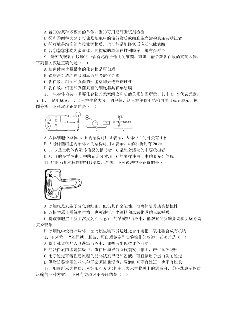 2019-2020年高三生物总复习 寒假作业1.doc_第2页