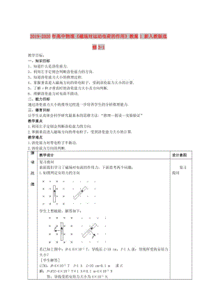 2019-2020年高中物理《磁場對運動電荷的作用》教案1 新人教版選修3-1.doc