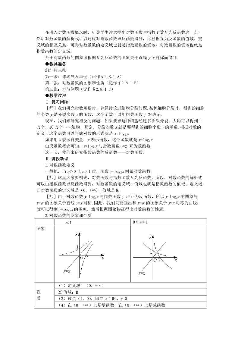 2019-2020年高一数学 2.8对数函数（第一课时） 大纲人教版必修.doc_第2页