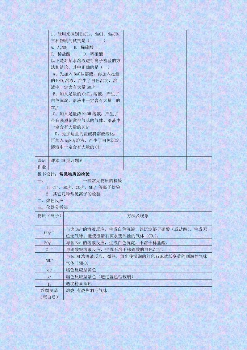 2019-2020年高一化学常见物质的检验教案 苏教版.doc_第3页