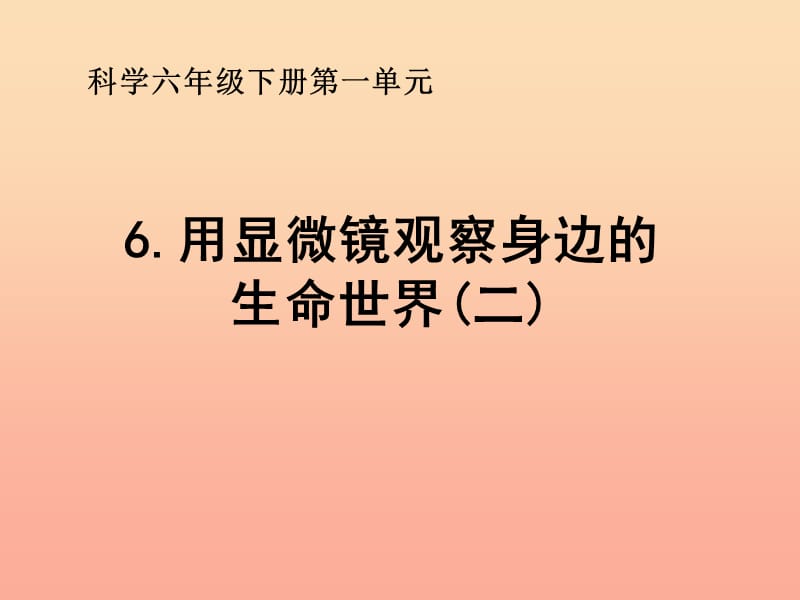 六年级科学下册 第一单元 微小世界 6用显微镜观察身边的生命世界(二)课件 教科版.ppt_第1页