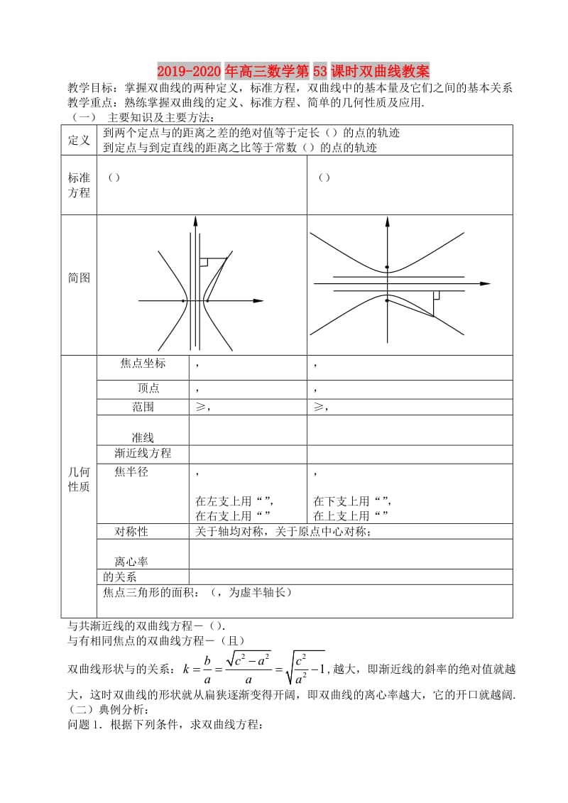 2019-2020年高三数学第53课时双曲线教案.doc_第1页