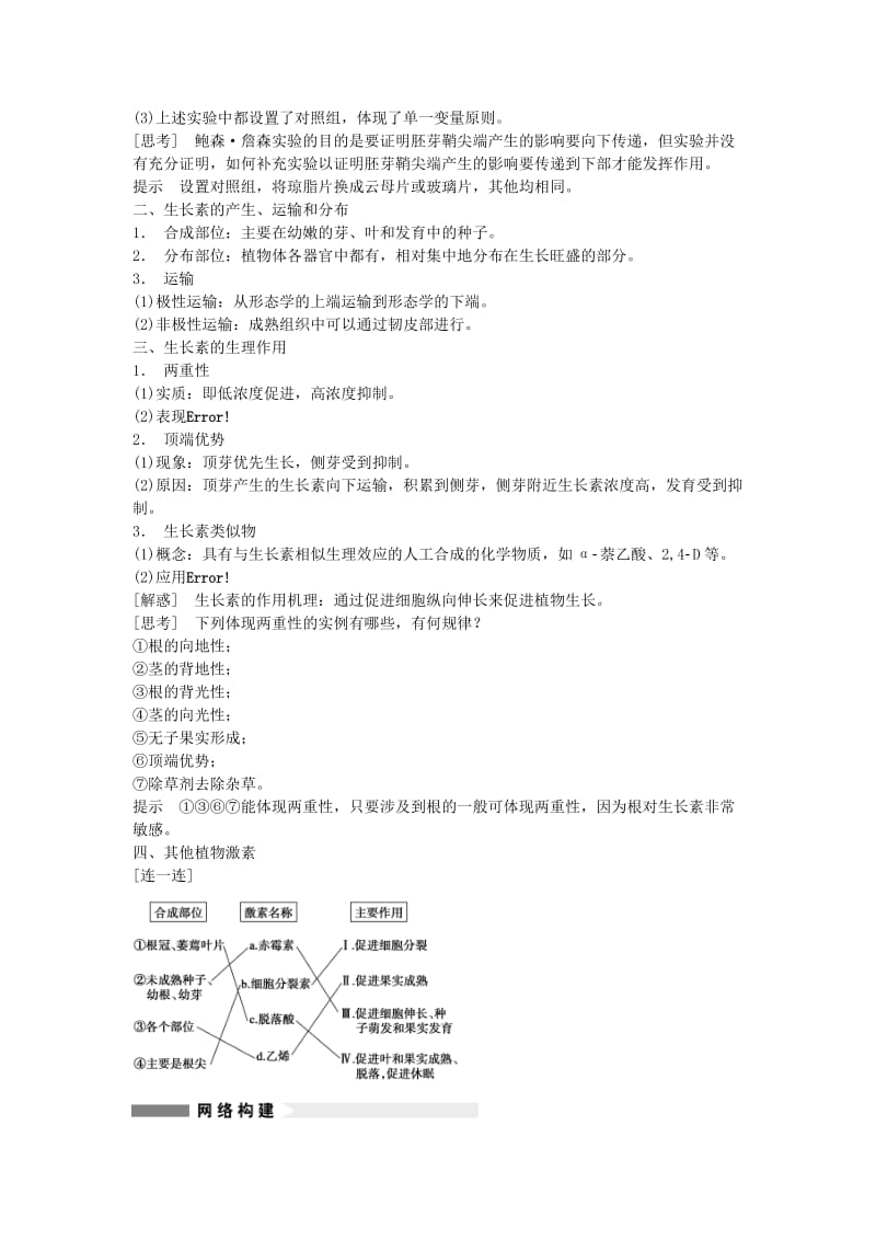 2019-2020年高三生物一轮复习 8.30植物的激素调节教学案 新人教版.doc_第2页