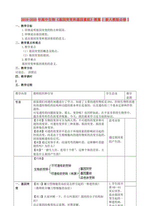 2019-2020年高中生物《基因突變和基因重組》教案2 新人教版必修2.doc