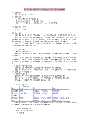 2019-2020年高一化學元素與材料世界 復合材料.doc