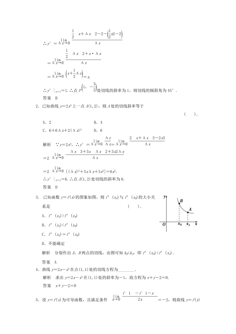 2019-2020年高中数学 第一章 1.2导数的几何意义练习 新人教B版选修2-2.doc_第3页