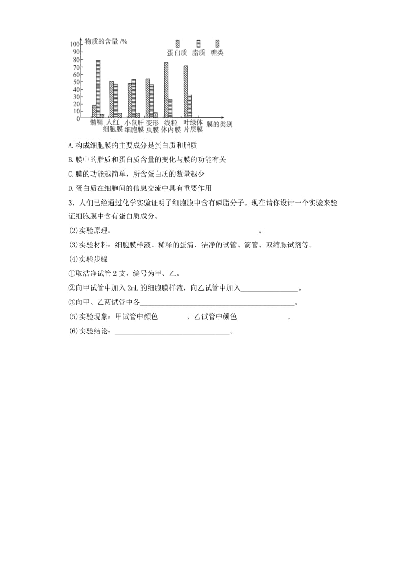 2019-2020年高中生物 课时8 细胞膜-系统的边界课后练习 新人教版必修1.doc_第3页