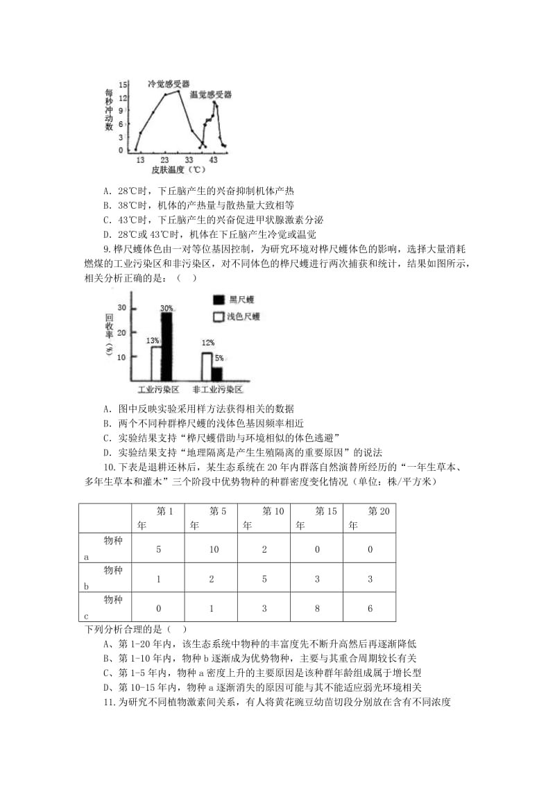 2019-2020年高三生物总复习 寒假作业6.doc_第3页