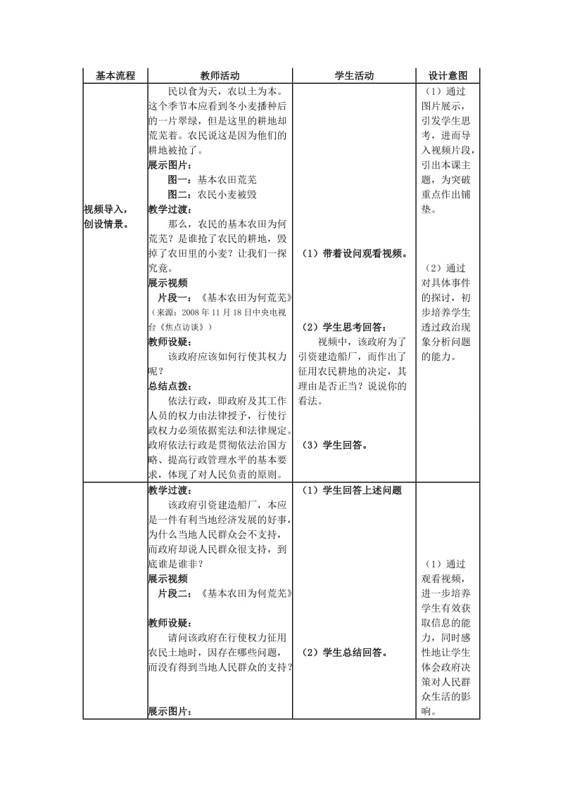 2019-2020年高中政治 第四课第二框《政府的权利：依法行使》的教学设计 新人教版必修2.doc_第2页