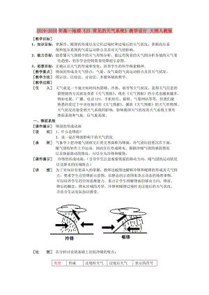 2019-2020年高一地理《25 常見的天氣系統(tǒng)》教學設計 大綱人教版.doc