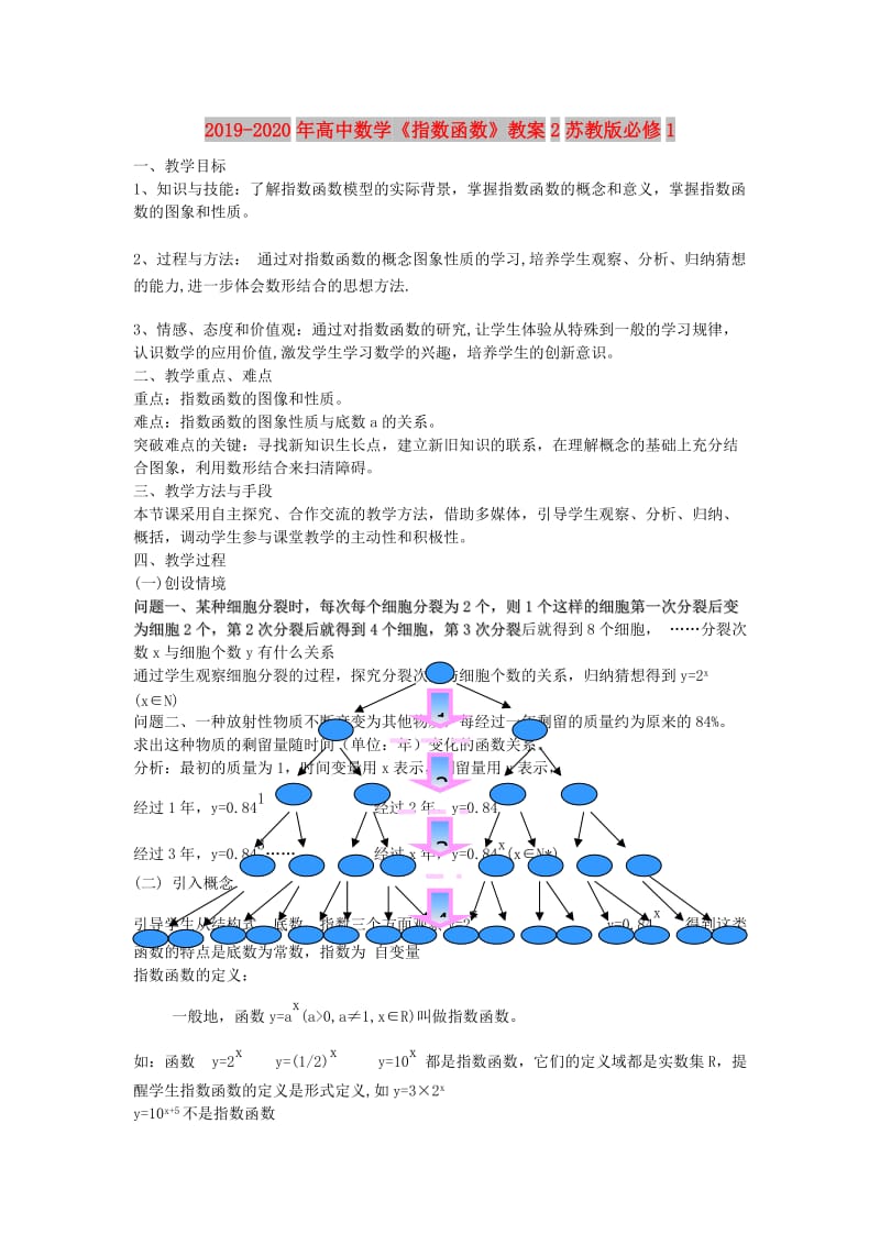 2019-2020年高中数学《指数函数》教案2苏教版必修1.doc_第1页