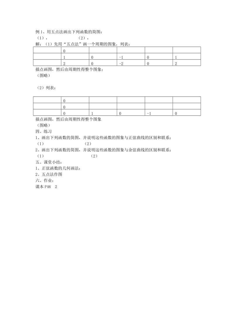 2019-2020年高中数学 1.3 三角函数的图象和性质教案1 新人教A版必修4.doc_第2页