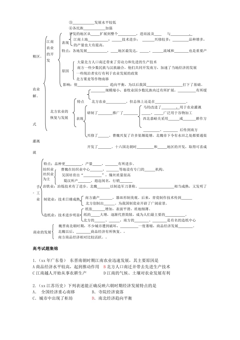 2019-2020年高三历史复习学案第三章封建国家的分裂和民族融合 三国、两晋、南北朝.doc_第2页