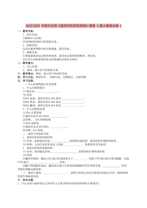 2019-2020年高中生物《基因?qū)π誀畹目刂啤方贪? 新人教版必修2.doc