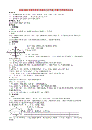 2019-2020年高中數(shù)學(xué) 橢圓的幾何性質(zhì) 教案 蘇教版選修1-1.doc