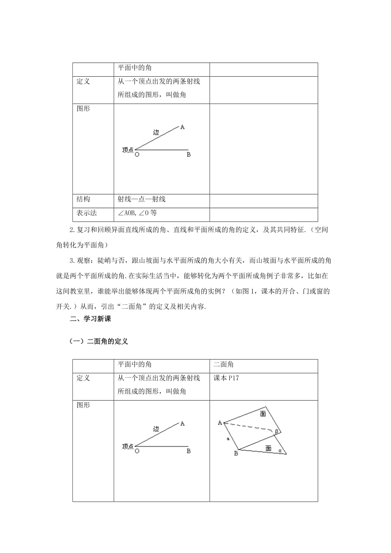 2019-2020年高三数学上 14.4《空间平面与平面的位置关系》教案（1）（沪教版）.doc_第2页