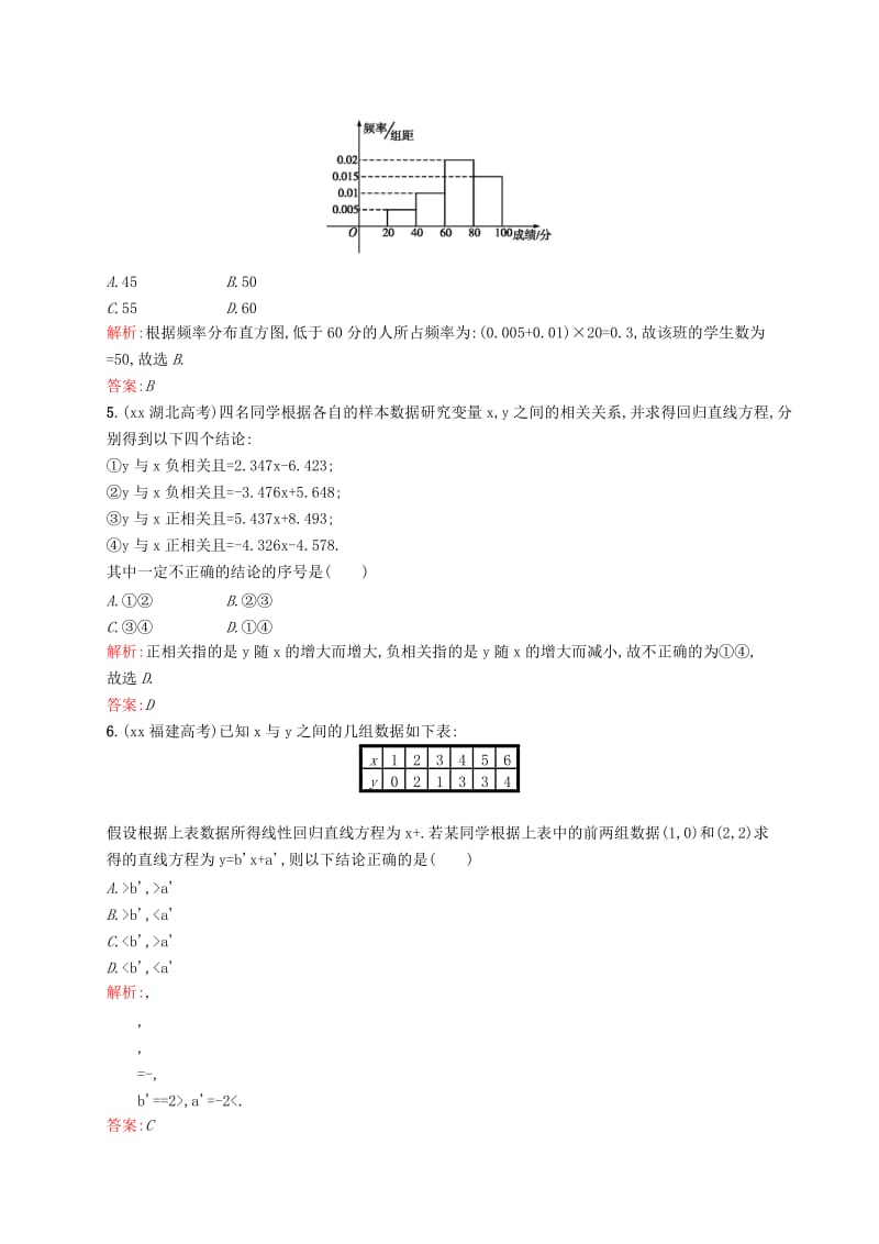 2019-2020年高中数学 第二章 统计测评B 新人教A版必修3.doc_第2页