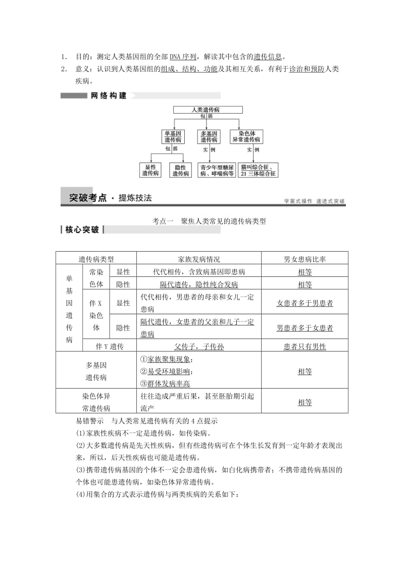 2019-2020年高三生物一轮复习 7.23人类遗传病教学案 新人教版.doc_第2页