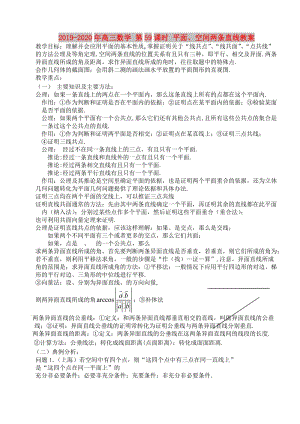 2019-2020年高三數(shù)學 第59課時 平面、空間兩條直線教案 .doc