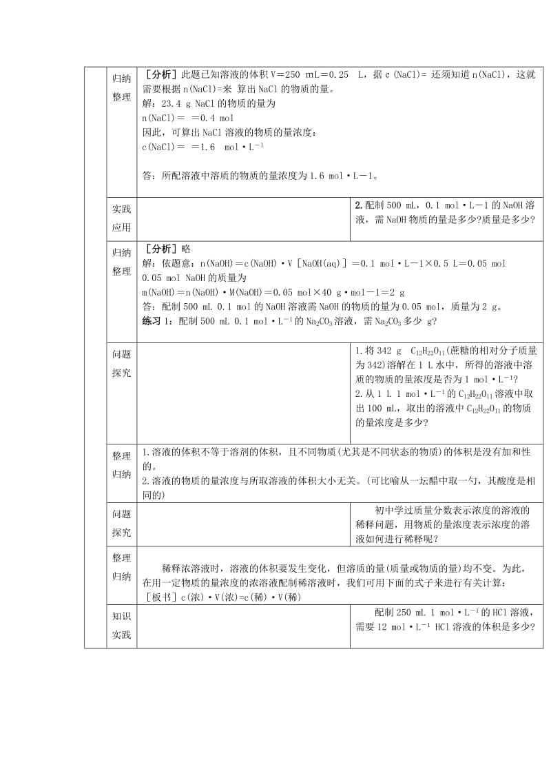 2019-2020年高中化学 1.2《化学计量在实验中的应用》教案+随堂练习课时3 新人教版必修1.doc_第2页