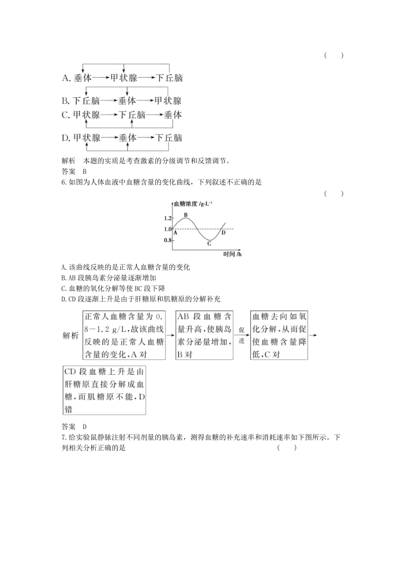 2019-2020年高中生物第二章动物和人体生命活动的调节第2节通过激素的调节课时作业新人教版必修.doc_第2页