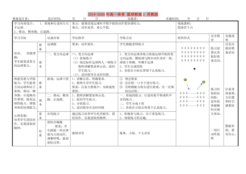 2019-2020年高一体育 篮球教案1 苏教版.doc_第1页