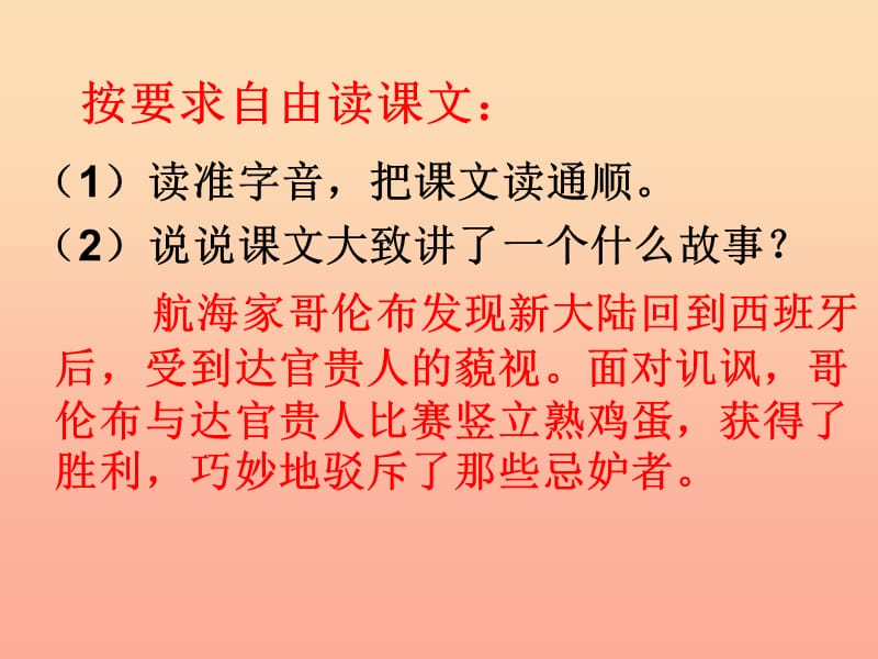 四年级语文下册 第3单元 14《哥伦布竖立鸡蛋》课件3 沪教版.ppt_第3页