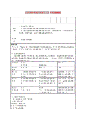 2019-2020年高一生物 2.2.1有性生殖教案.doc