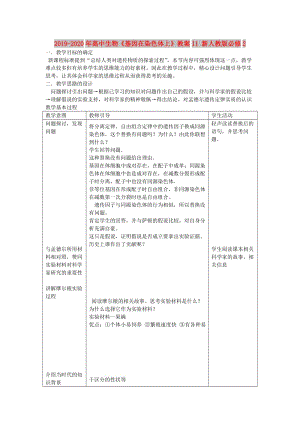 2019-2020年高中生物《基因在染色體上》教案11 新人教版必修2.doc