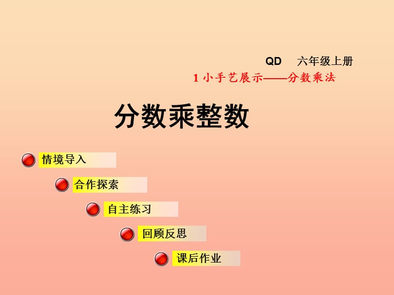 2019秋六年级数学上册第一单元信息窗1分数乘整数课件青岛版.ppt_第1页