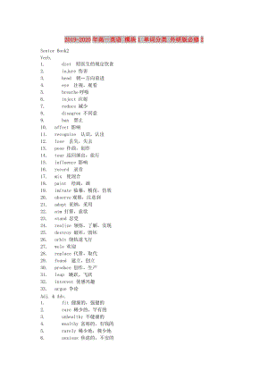 2019-2020年高一英語 模塊1 單詞分類 外研版必修2.doc