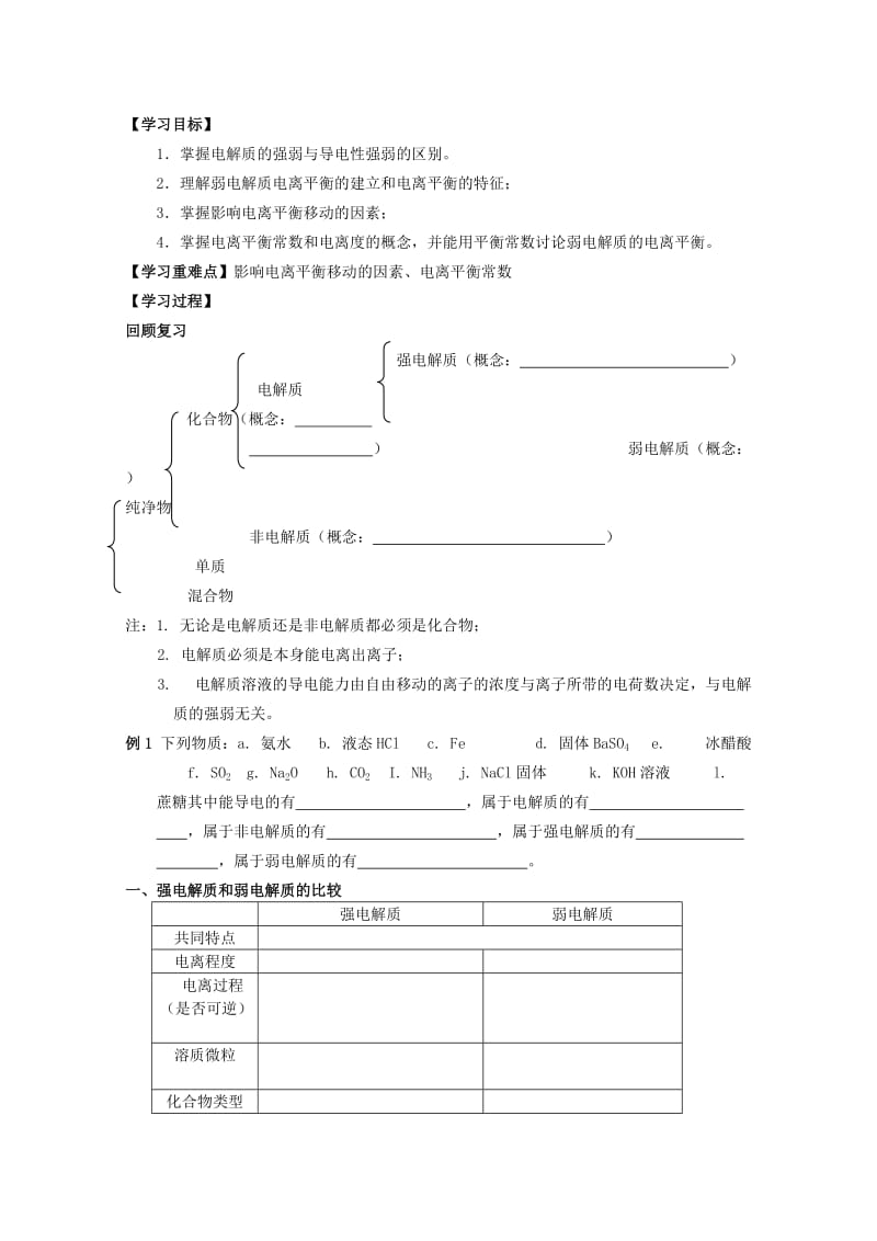 2019-2020年高中化学 3.1《弱电解质的电离平衡》学案 苏教版选修4.doc_第1页