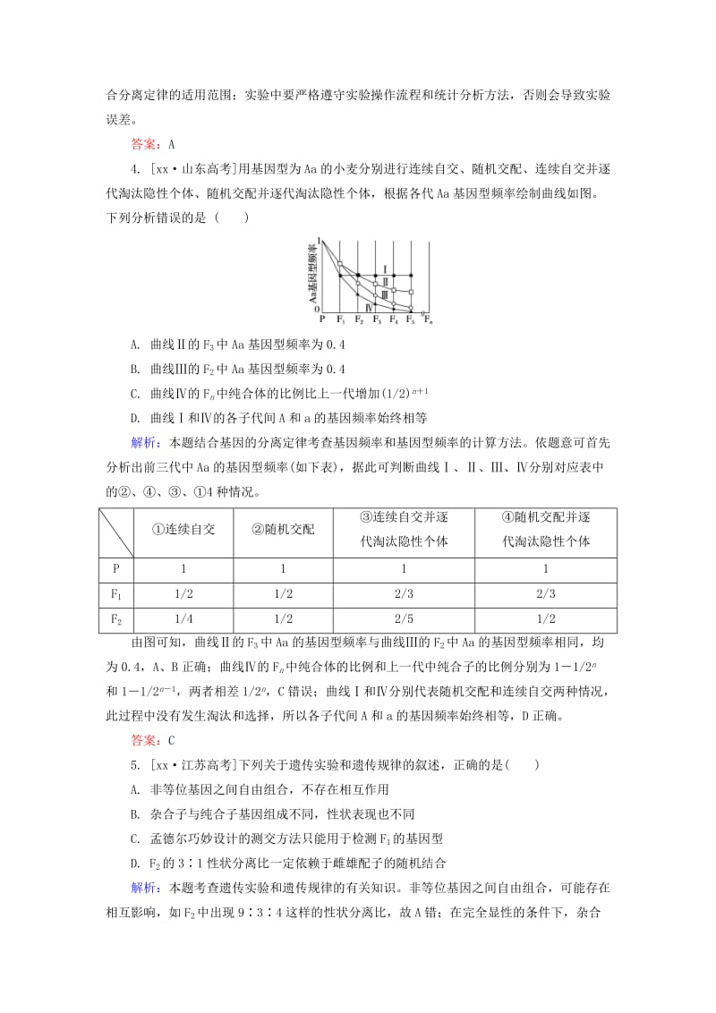 2019-2020年高三生物第一轮总复习 第一编 考点过关练 考点20 基因的分离定律.doc_第2页