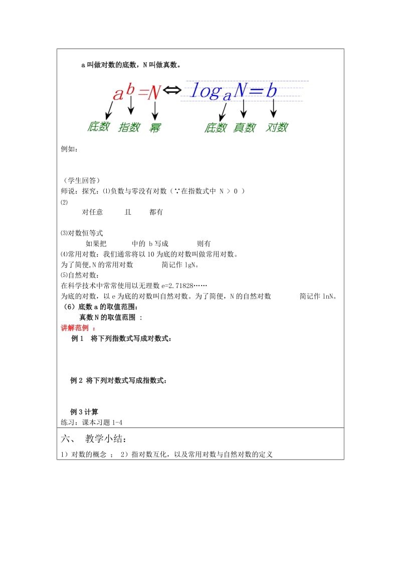 2019-2020年高中数学 2.1对数概念教案 新人教B版.doc_第2页