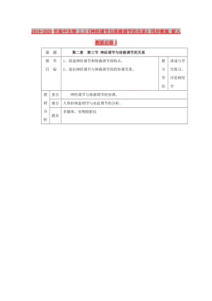 2019-2020年高中生物 2.3《神經(jīng)調(diào)節(jié)與體液調(diào)節(jié)的關(guān)系》同步教案 新人教版必修3.doc