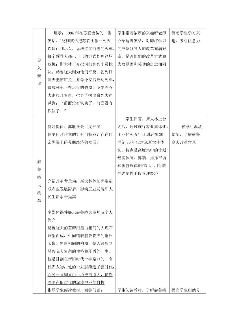 2019-2020年高中历史 第17课 苏联的经济改革教学设计 岳麓版必修2.doc_第3页