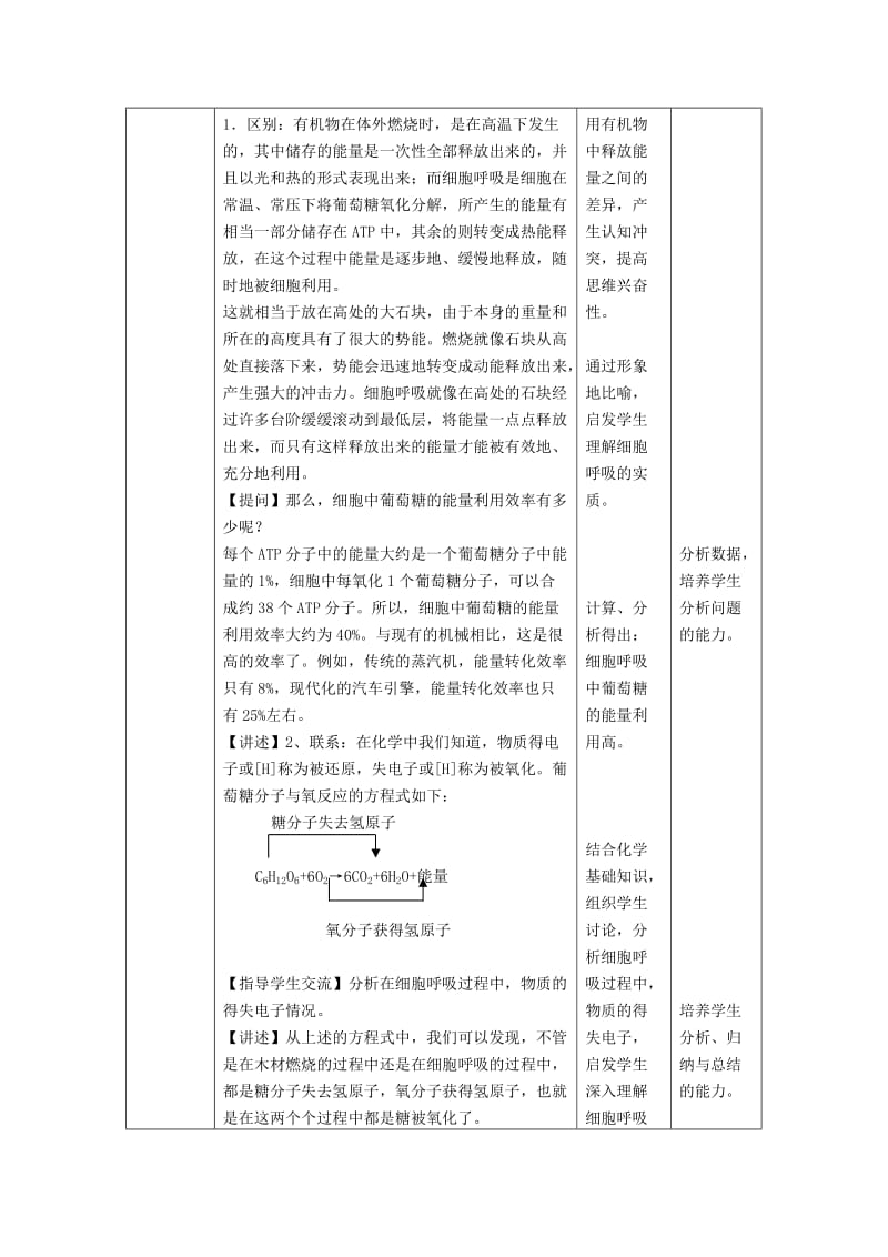 2019-2020年高中生物 第三章细胞的代谢 第四节细胞呼吸教案 浙科版必修1.doc_第2页