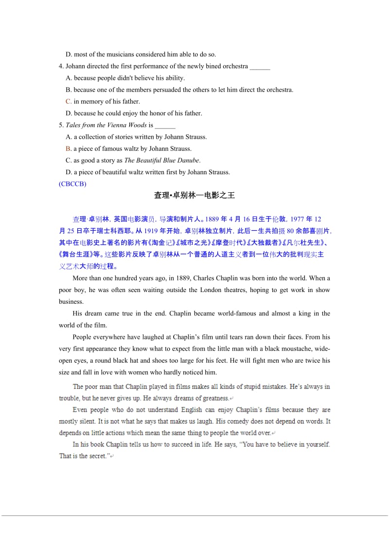 2019-2020年高中英语阅读理解 第三部分 名人故事（二）练习.doc_第2页