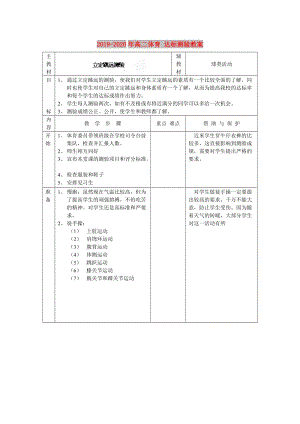 2019-2020年高二體育 達(dá)標(biāo)測(cè)驗(yàn)教案.doc