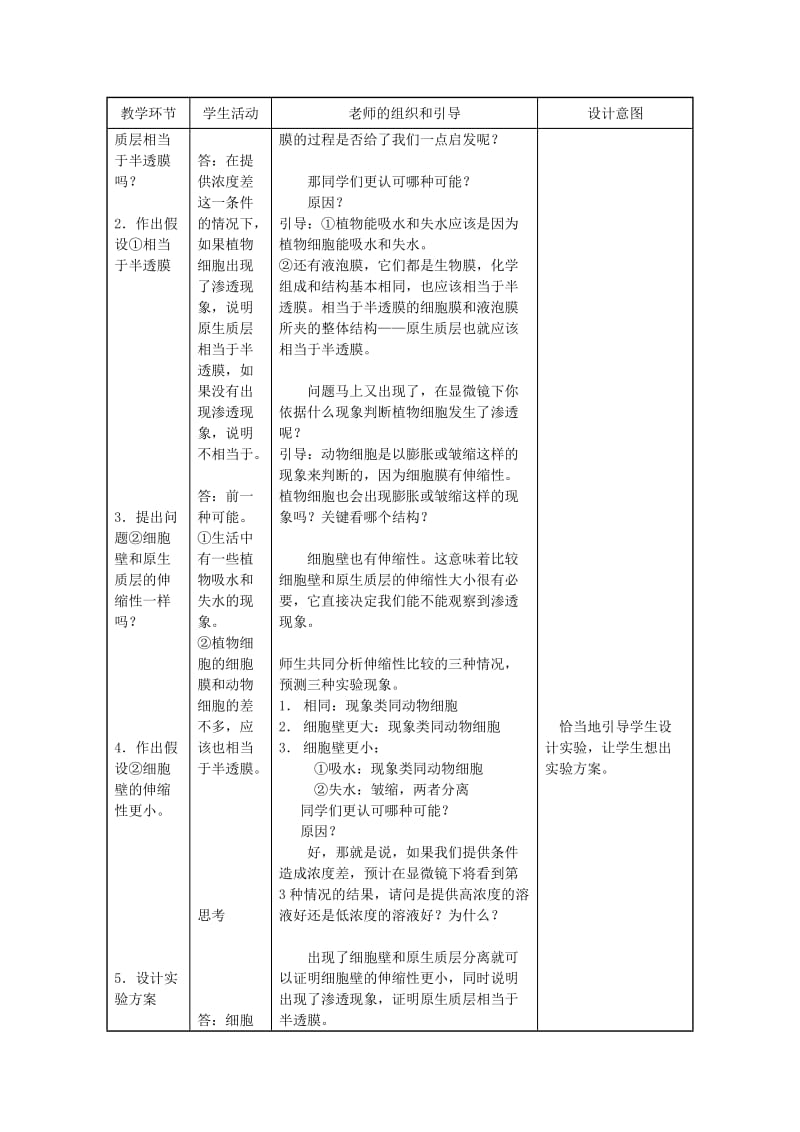 2019-2020年高中生物 《物质跨膜运输的实例》（第一课时）教学设计 新人教版必修1.doc_第3页